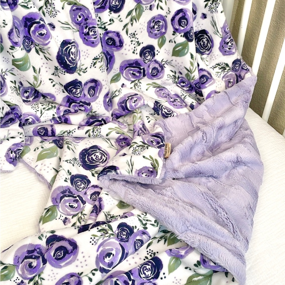 Lavender Floral Baby/ Toddler Minky Blanket